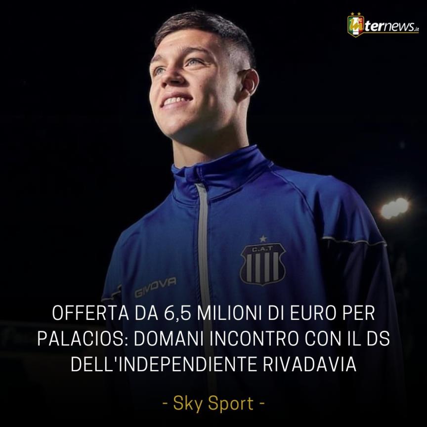 迪马济奥:国米在与里瓦达维亚的代表会面,讨论帕拉西奥斯的转会